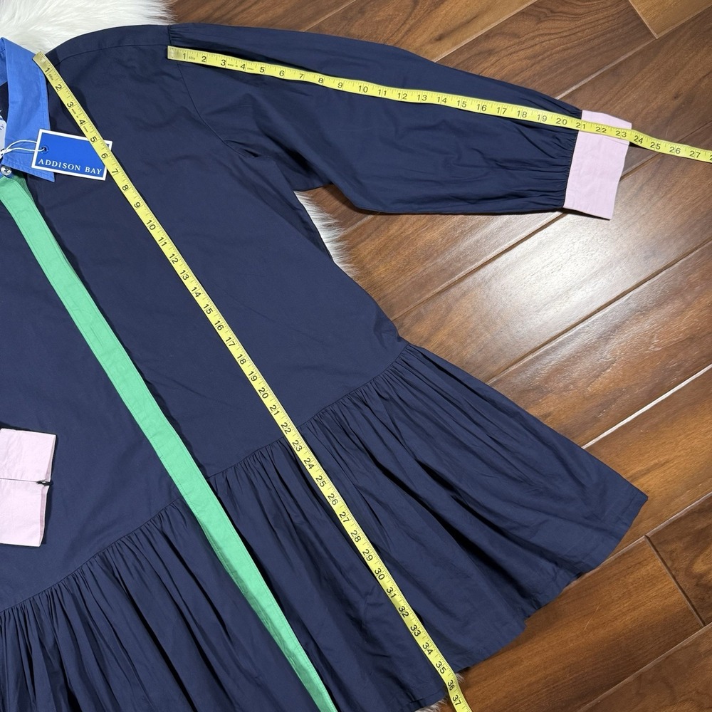 Addison‎ Bay Women's Size XL Navy Blue Collared Poplin Lane Shirt Dress - Picture 5 of 12